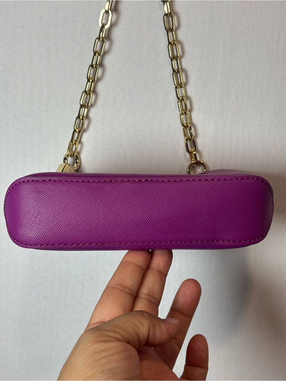 Tory Burch Purple Small Shoulder Bag Logo Detachable Chain Strap Zip Magnetic - Picture 2 of 7